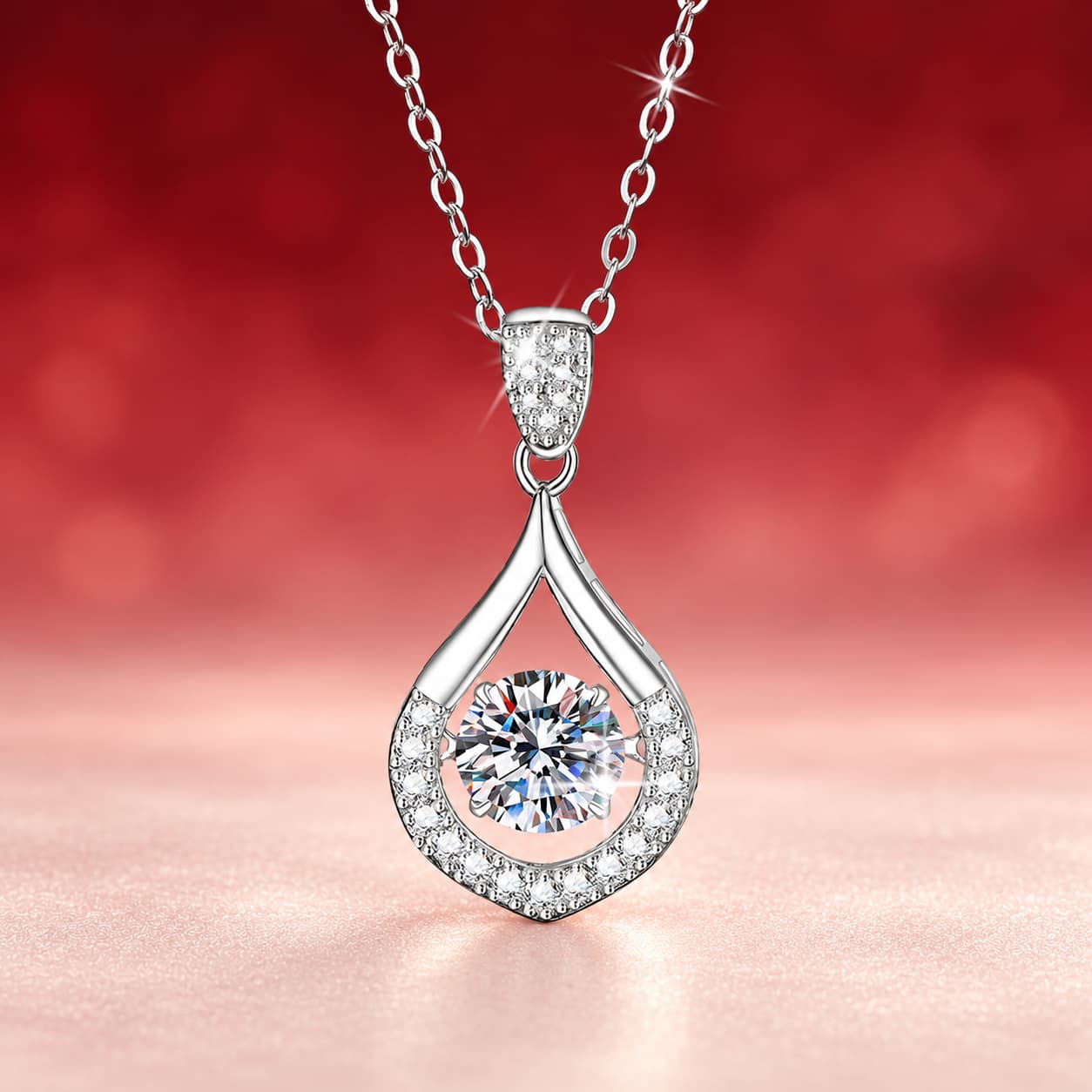 Luna Series · Pear Halo Pendant Necklace — 925 Sterling Silver — image 1