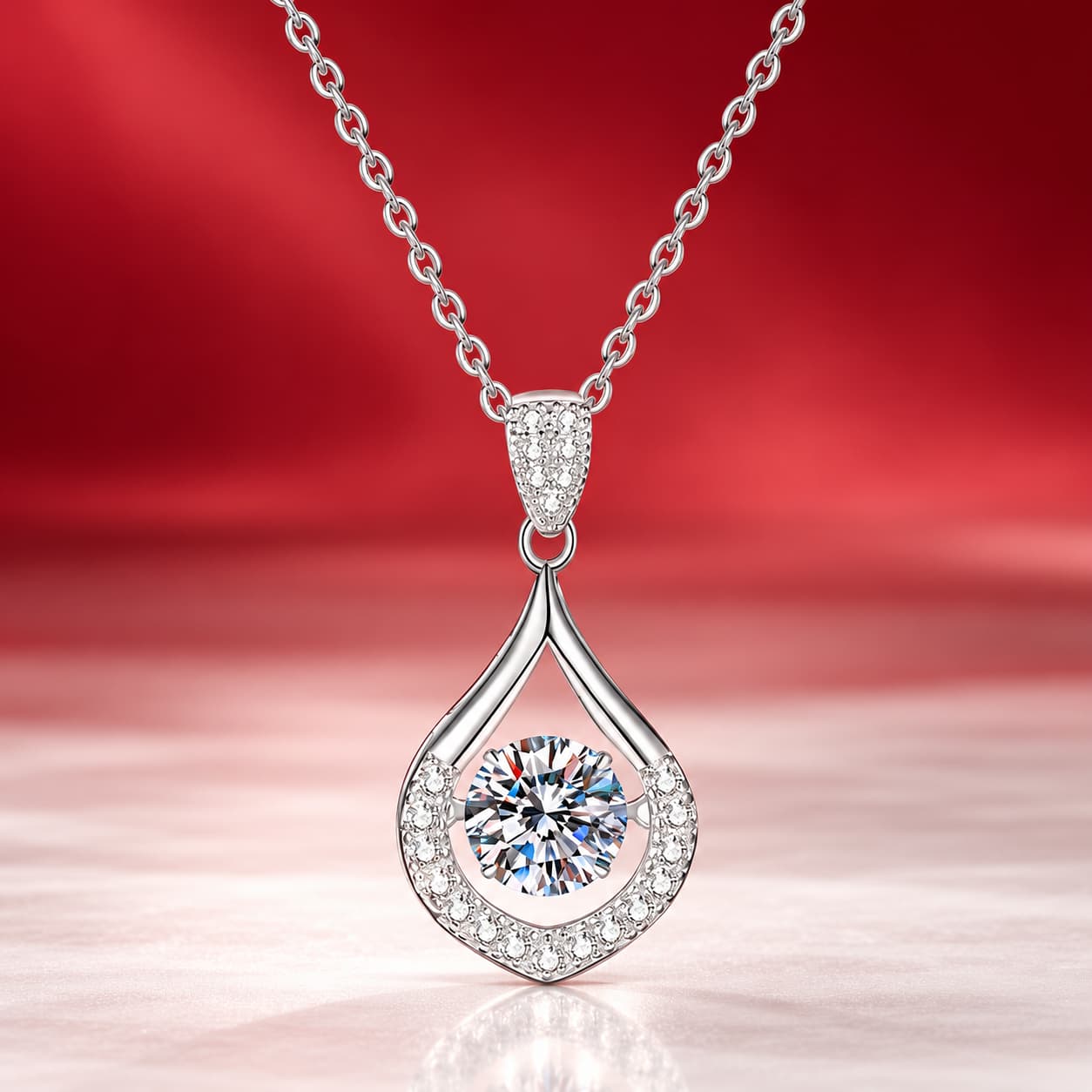 Luna Series · Pear Halo Pendant Necklace — 925 Sterling Silver — image 4