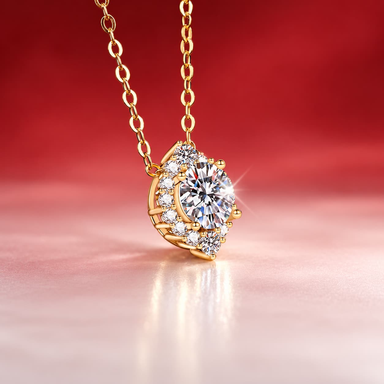 Luna Series · Oval Halo Pendant Necklace — 925 Sterling Silver — image 3