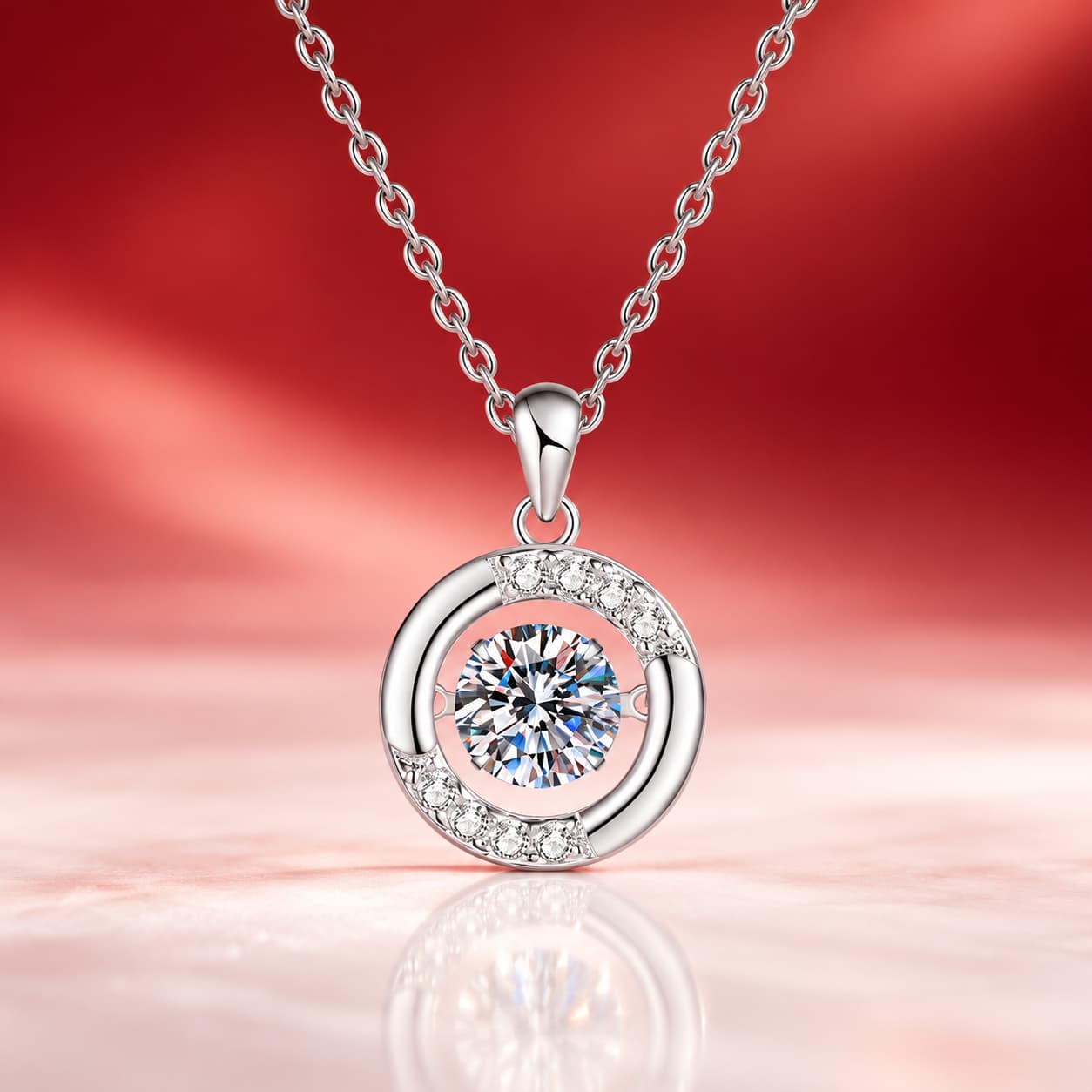 Luna Series · Open Orbit Solitaire Pendant Necklace — Sterling Silver — image 4