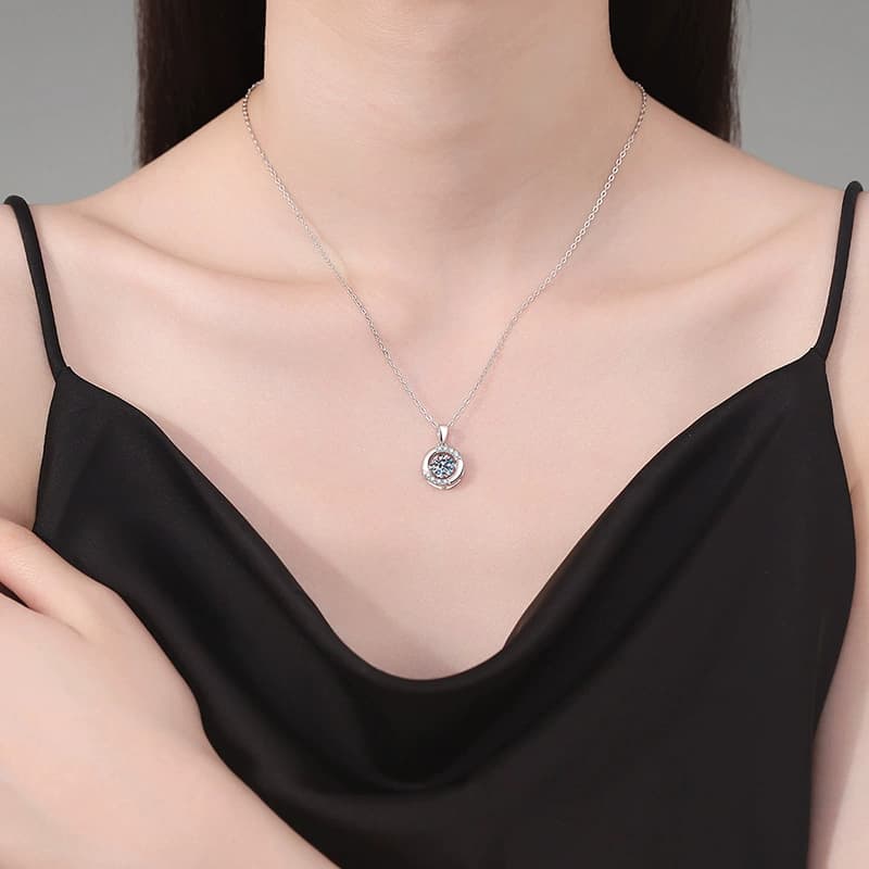 Luna Series · Open Orbit Solitaire Pendant Necklace — Sterling Silver — image 2