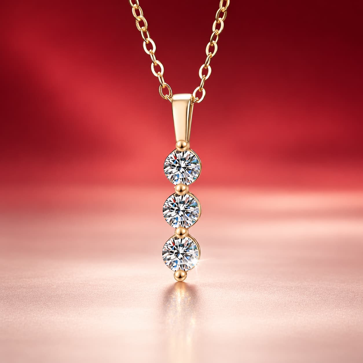 Luna Series · Three-Stone Line Pendant Necklace — 925 Sterling Silver — image 1