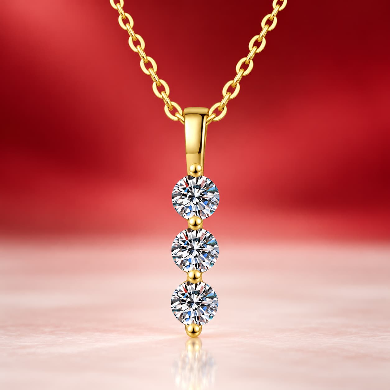 Luna Series · Three-Stone Line Pendant Necklace — 925 Sterling Silver — image 4