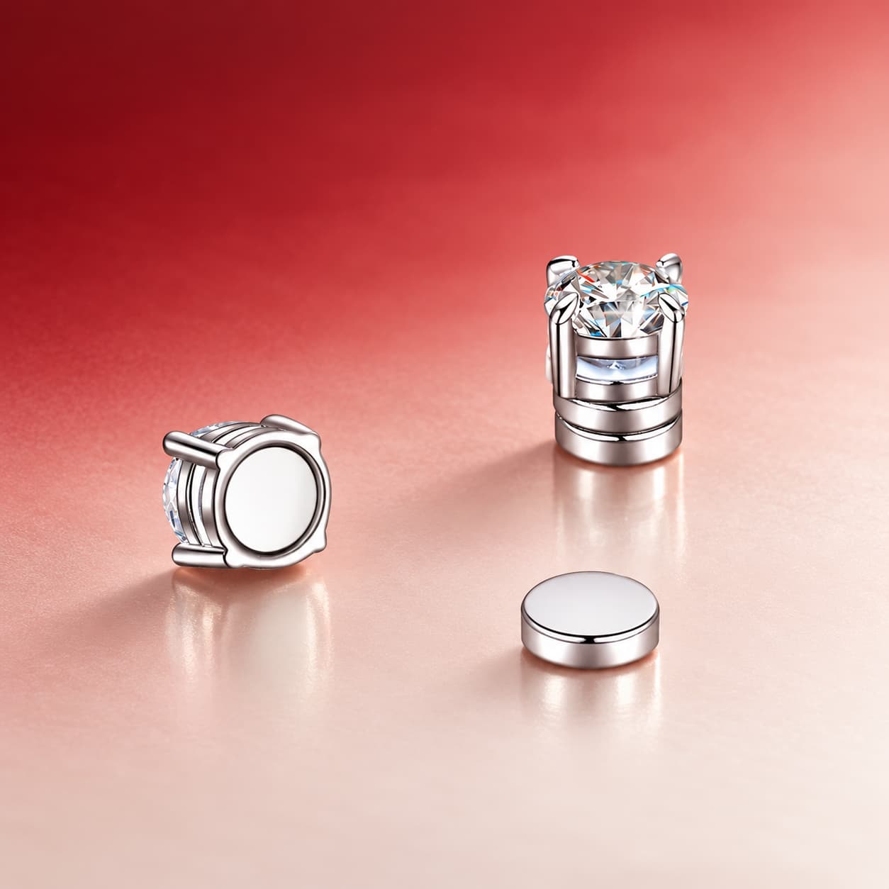 Luna Series · Magnetic Four-Prong Stud Earrings — Sterling Silver — image 3