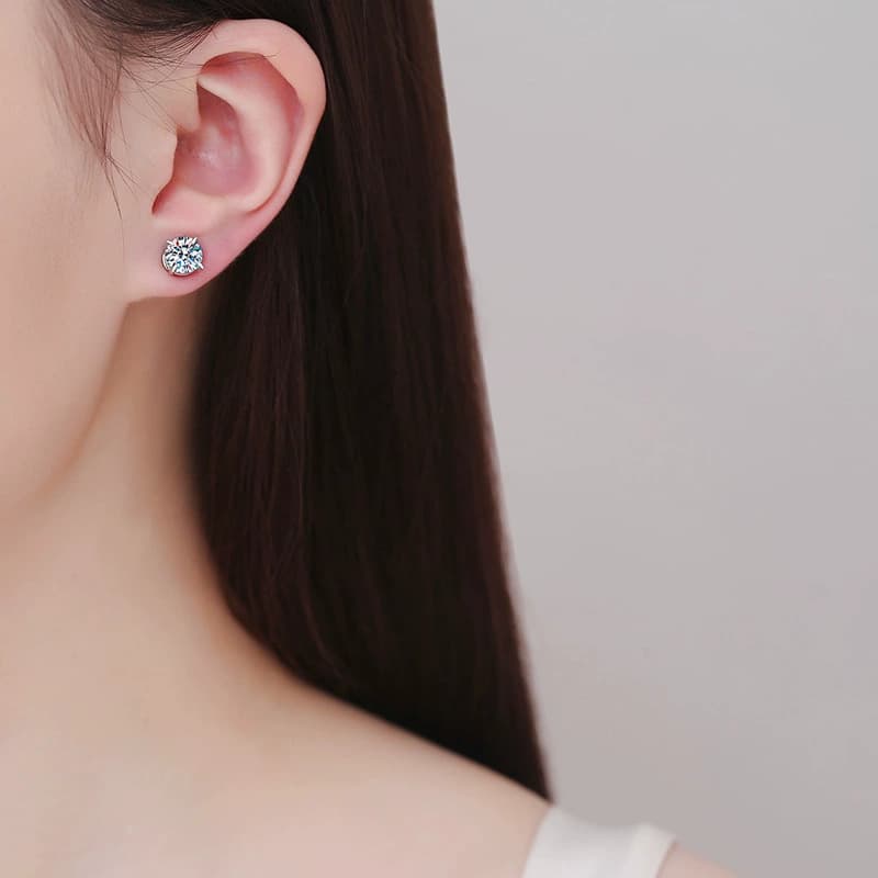 Luna Series · Magnetic Four-Prong Stud Earrings — Sterling Silver — image 2