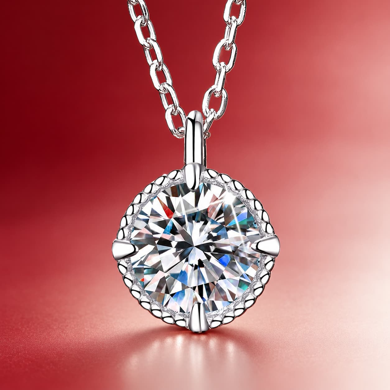 Luna Series · Four-Prong Round Solitaire Pendant Necklace — Sterling Silver — image 1