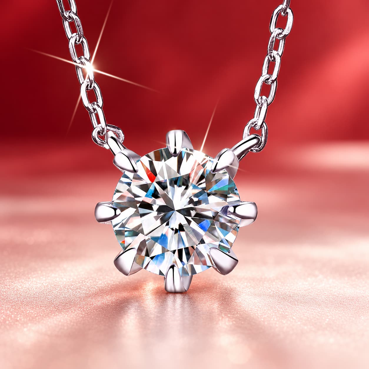 Luna Series · Round Halo Solitaire Pendant Necklace — 925 Sterling Silver — image 1