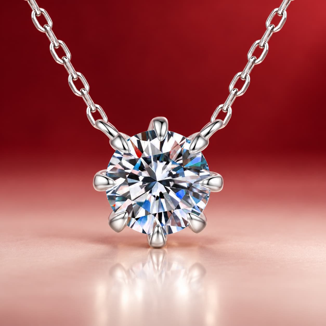 Luna Series · Round Halo Solitaire Pendant Necklace — 925 Sterling Silver — image 3