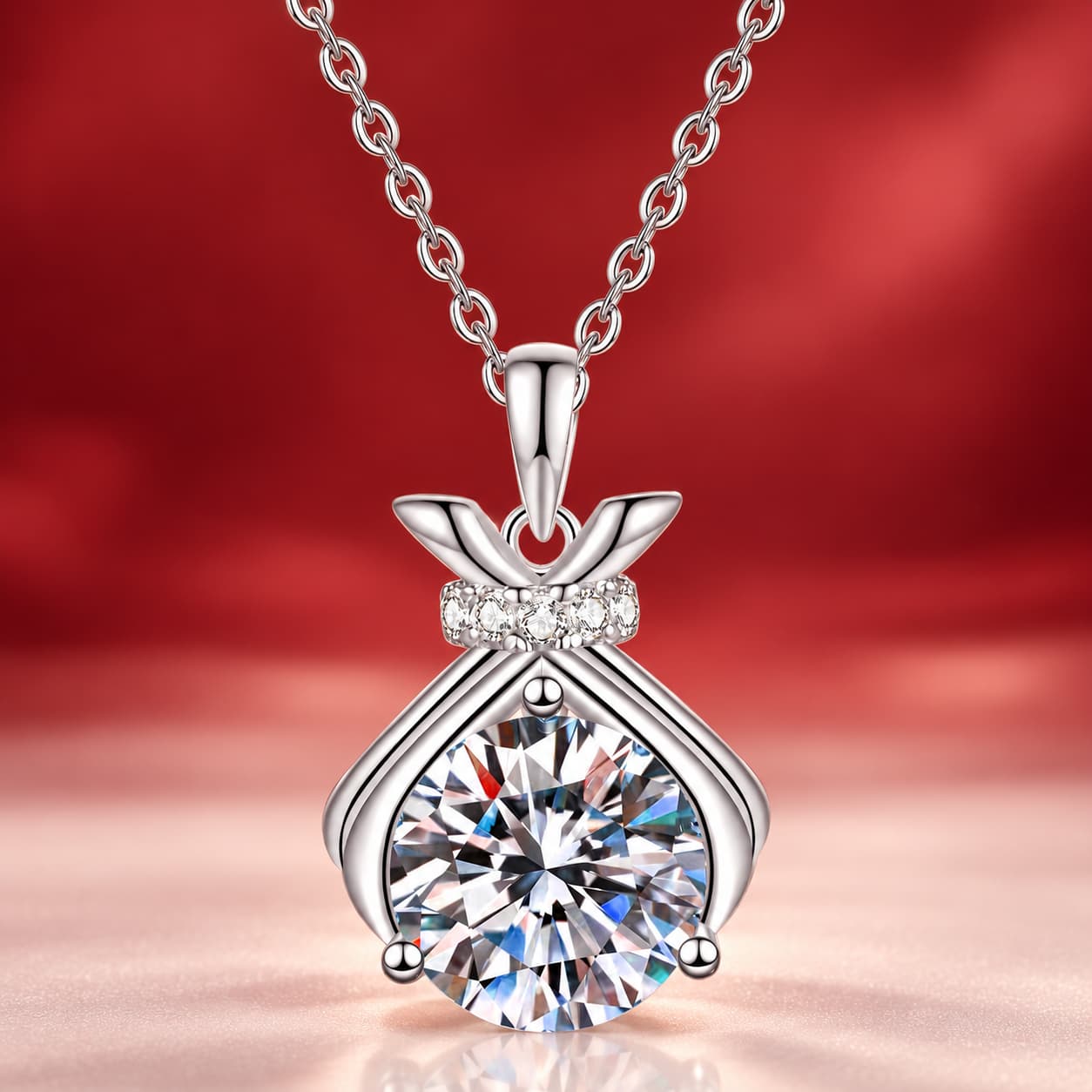 Luna Series · Lucky Pouch Pendant Necklace — 925 Sterling Silver — image 4