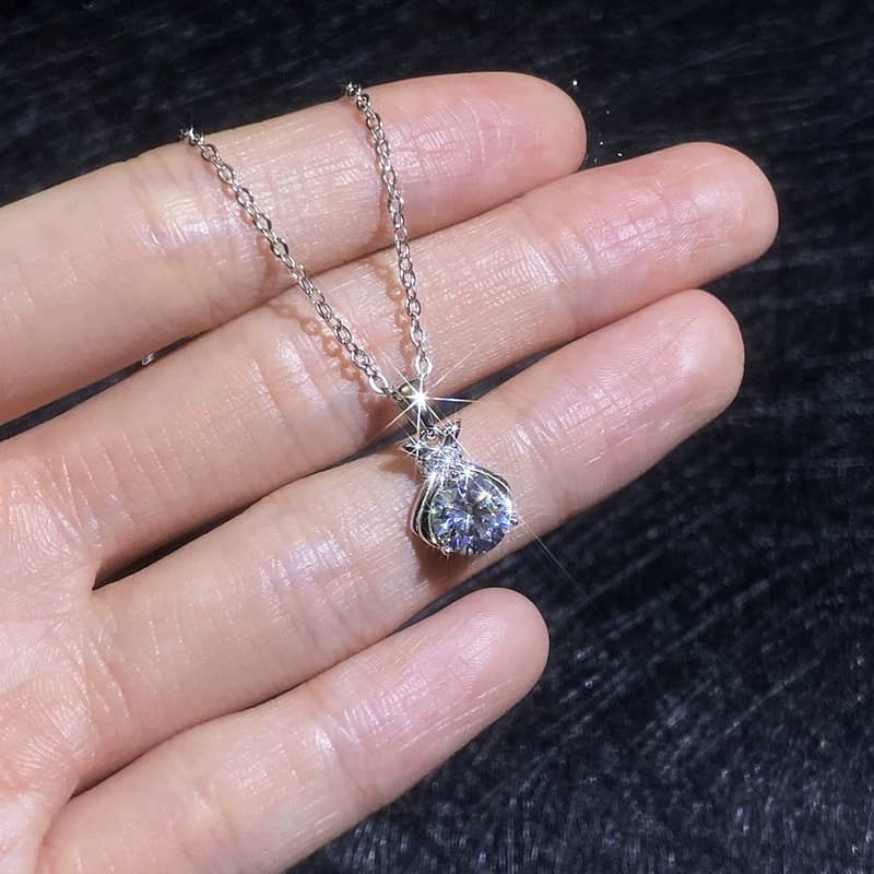 Luna Series · Lucky Pouch Pendant Necklace — 925 Sterling Silver — image 3