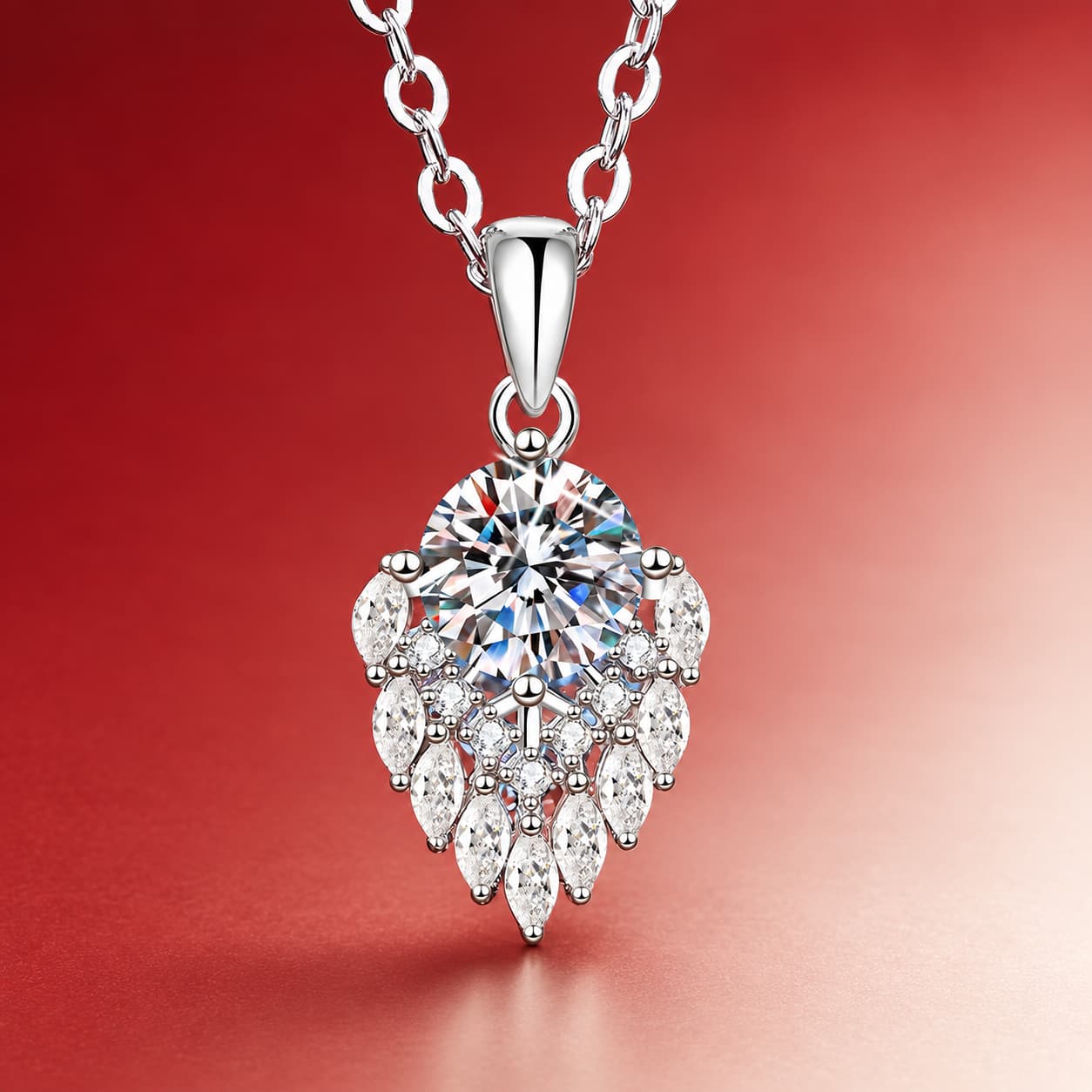 Luna Series · Teardrop-Frame Solitaire Pendant Necklace — Sterling Silver — image 1