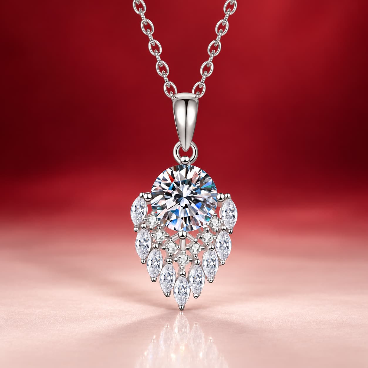 Luna Series · Teardrop-Frame Solitaire Pendant Necklace — Sterling Silver — image 4