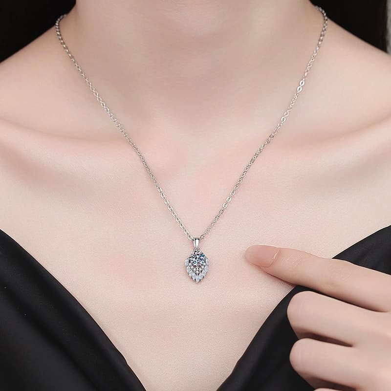 Luna Series · Teardrop-Frame Solitaire Pendant Necklace — Sterling Silver — image 2