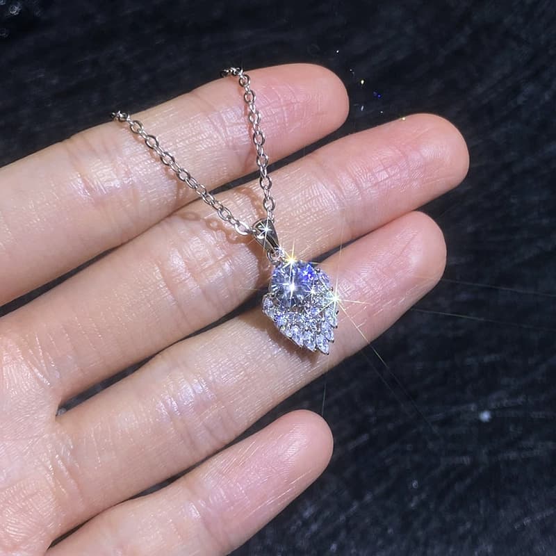 Luna Series · Teardrop-Frame Solitaire Pendant Necklace — Sterling Silver — image 3