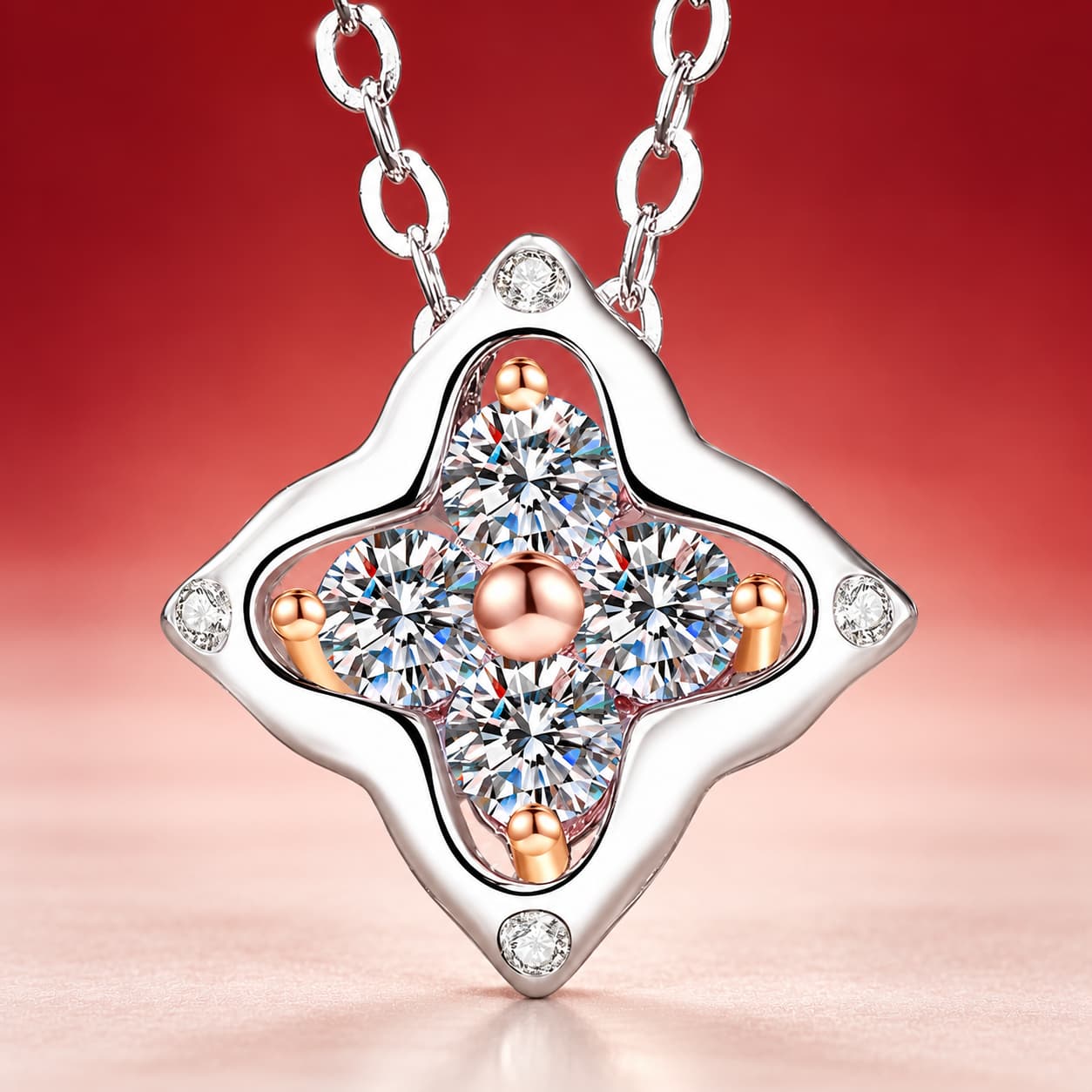 Luna Series · Four-Leaf Clover Pendant Necklace — 925 Sterling Silver — image 3
