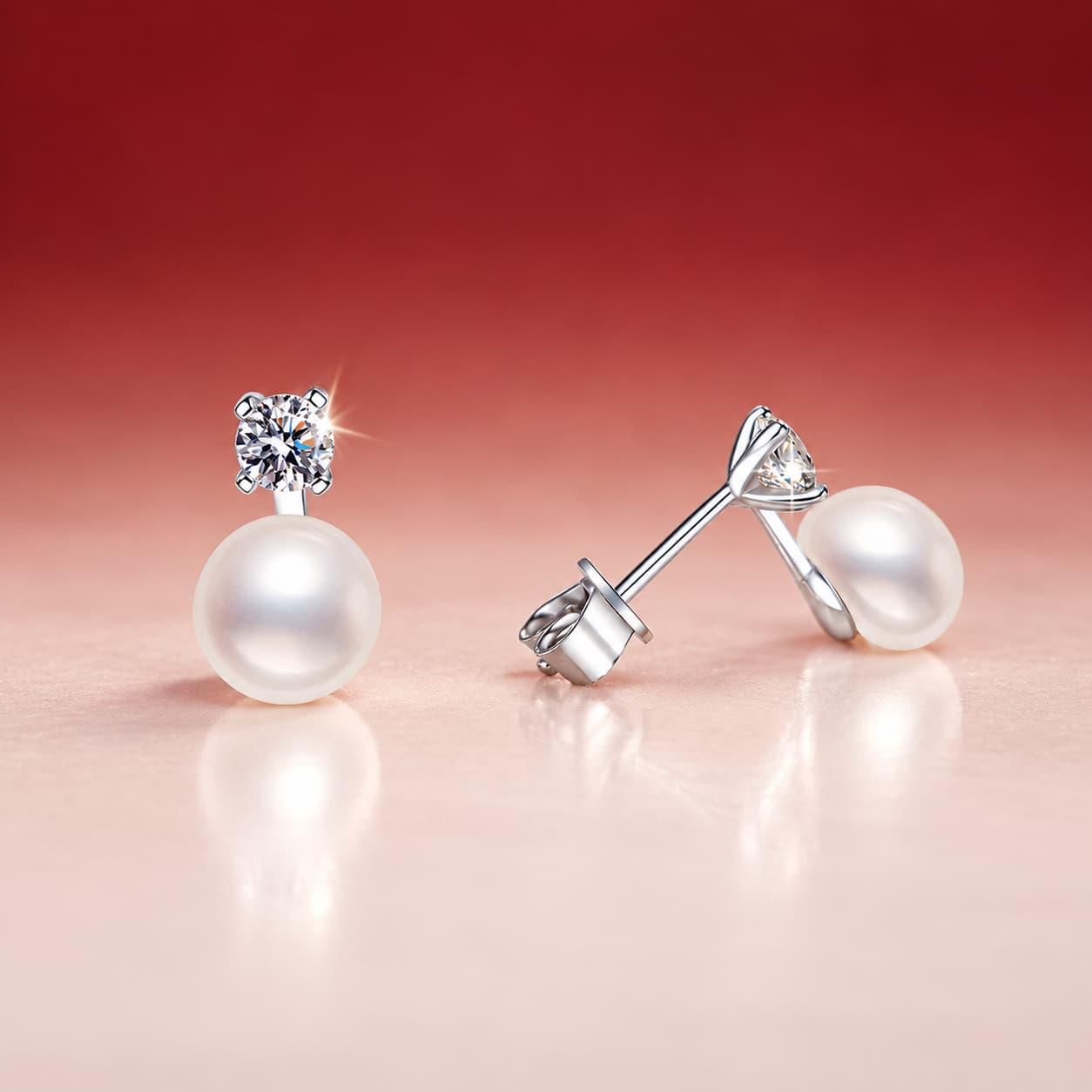 Luna Series · Pearl-Style Drop Stud Earrings — Sterling Silver — image 2