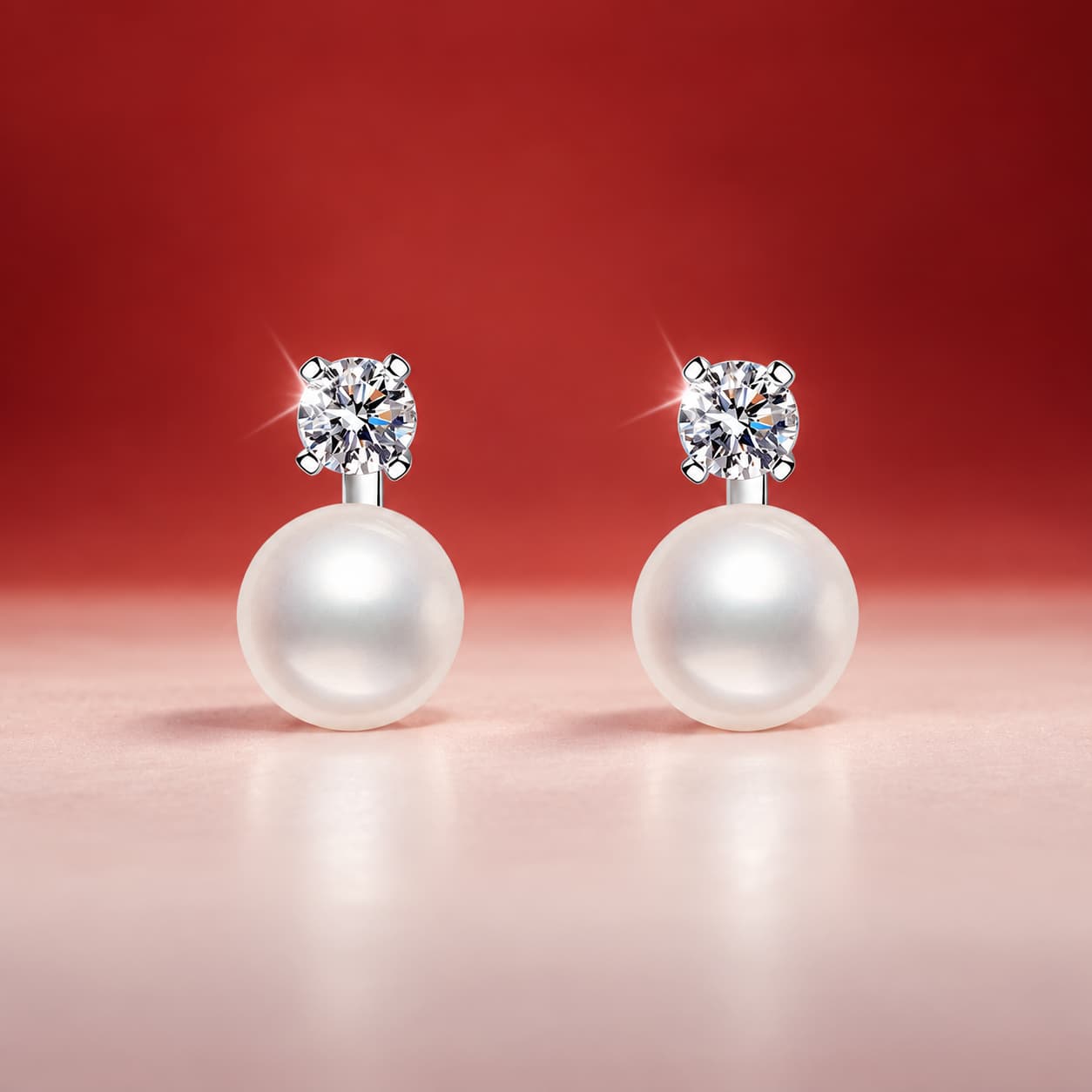 Luna Series · Pearl-Style Drop Stud Earrings — Sterling Silver — image 1