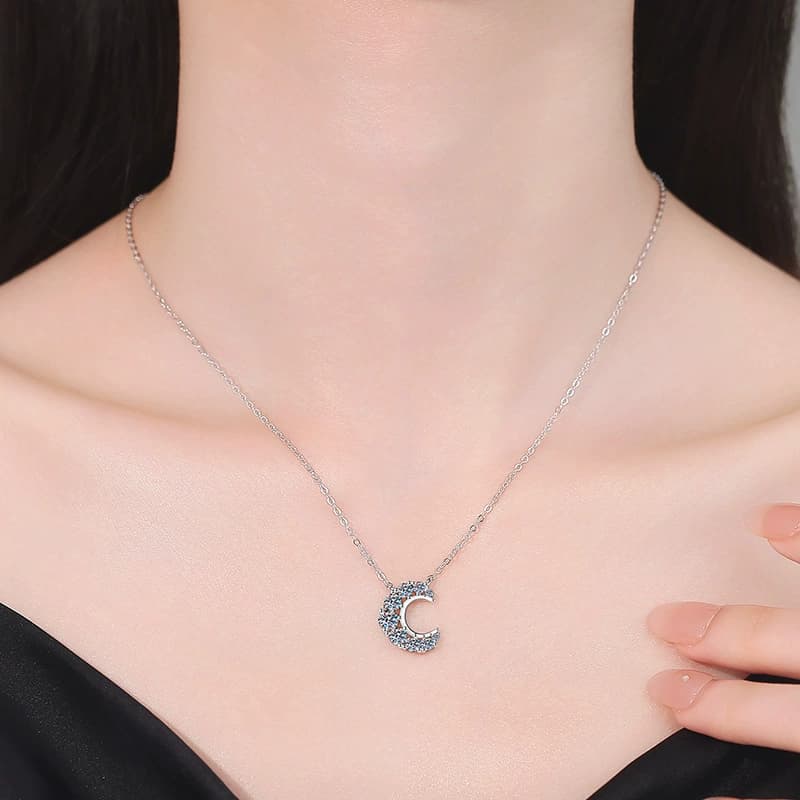 Luna Series · Crescent Moon Pendant Necklace — 925 Sterling Silver — image 2