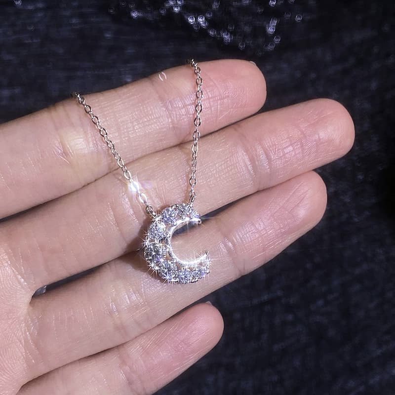 Luna Series · Crescent Moon Pendant Necklace — 925 Sterling Silver — image 4
