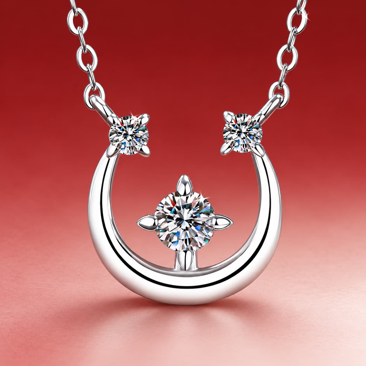 Luna Series · Crescent and Star Pendant Necklace — Sterling Silver — image 1