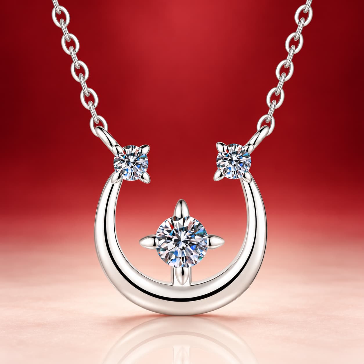Luna Series · Crescent and Star Pendant Necklace — Sterling Silver — image 4