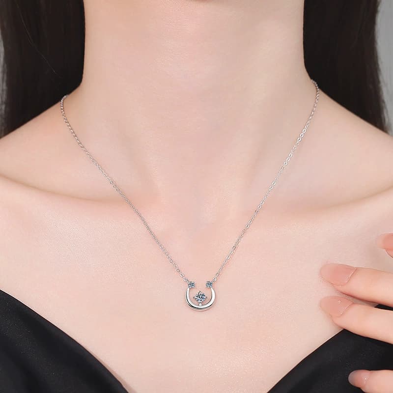 Luna Series · Crescent and Star Pendant Necklace — Sterling Silver — image 2