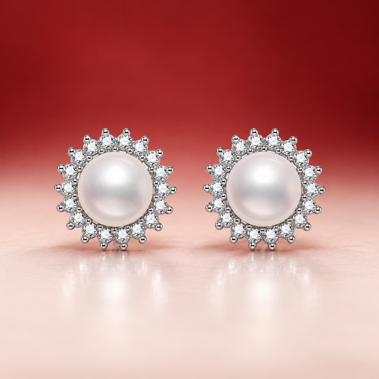 Luna Series · Pearl Halo Stud Earrings — 925 Sterling Silver — image 4