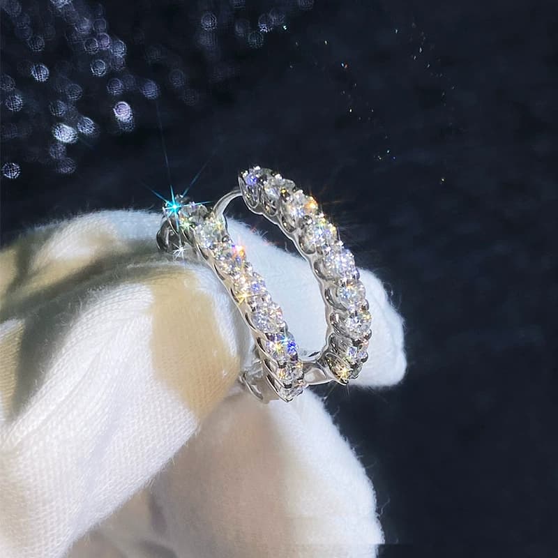 Luna Series · Pavé Oval Hoop Earrings — 925 Sterling Silver — image 4