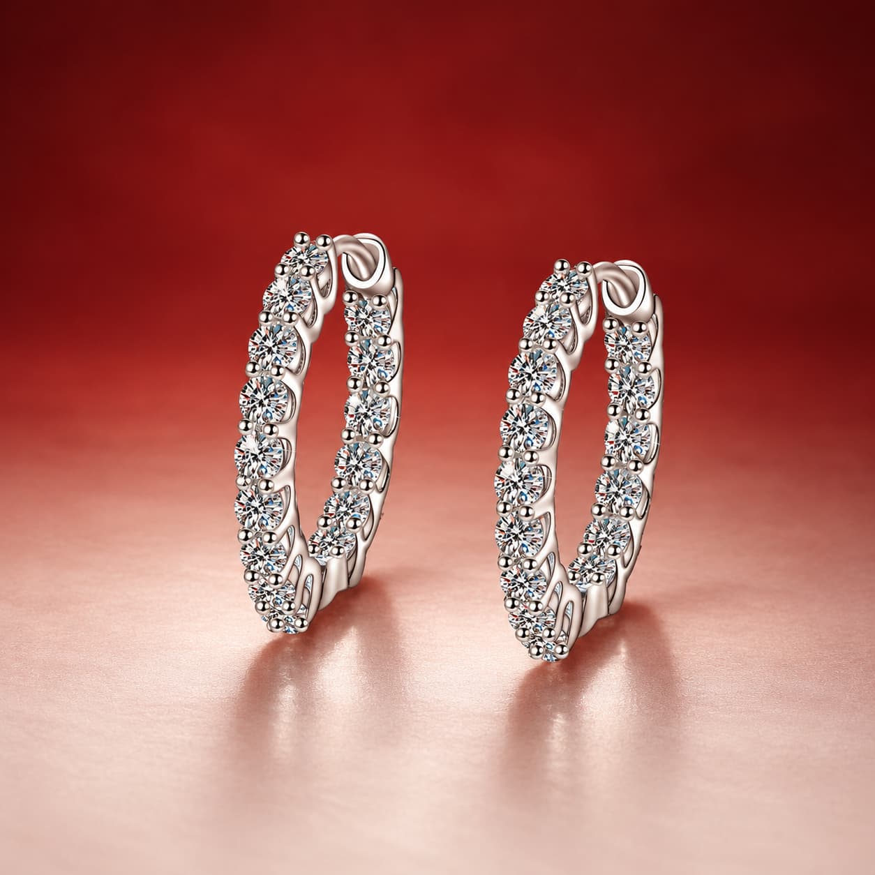 Luna Series · Pavé Oval Hoop Earrings — 925 Sterling Silver — image 1