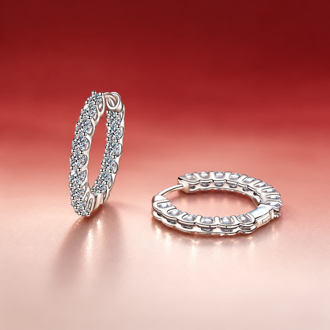 Luna Series · Pavé Oval Hoop Earrings — 925 Sterling Silver — image 3