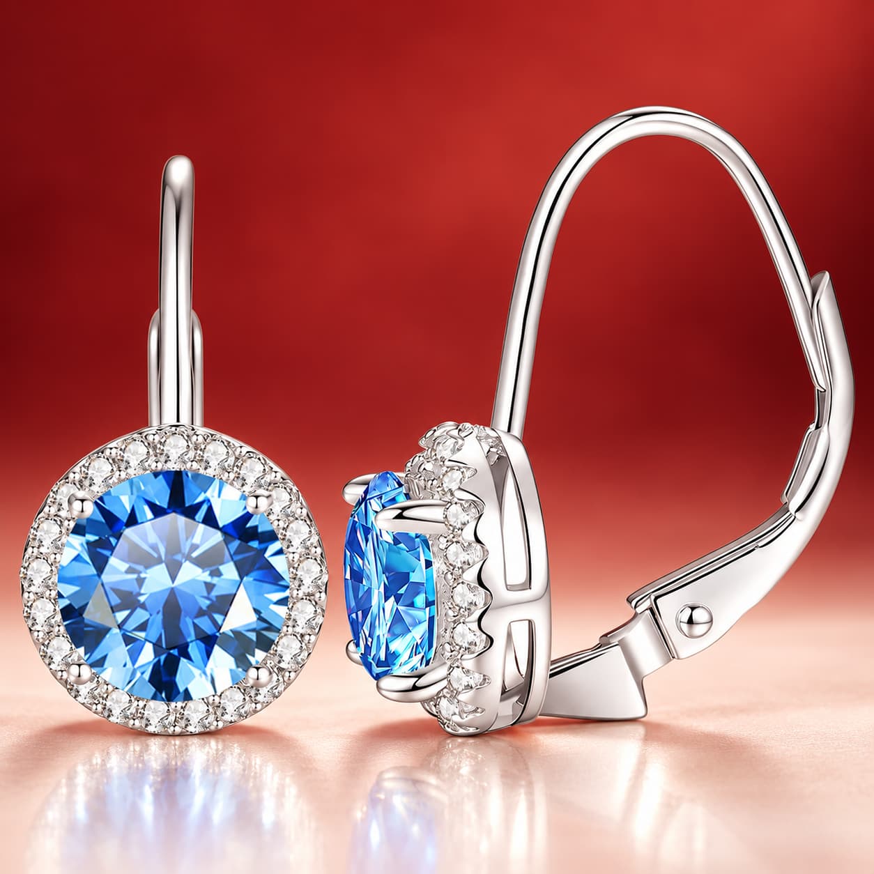 Luna Series · Coloured Moissanite Halo Earrings — 925 Sterling Silver — image 4
