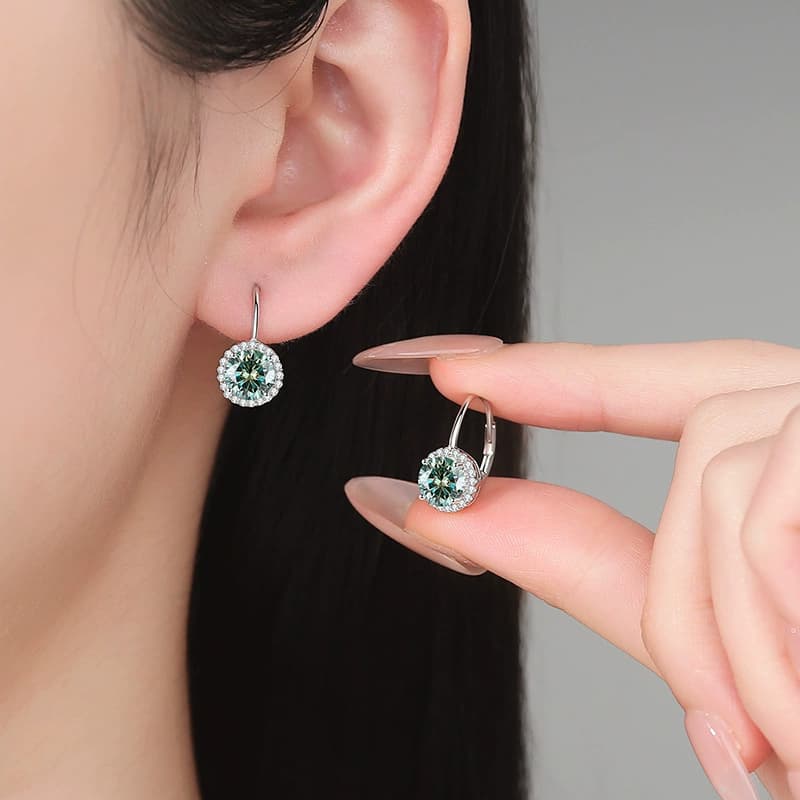 Luna Series · Coloured Moissanite Halo Earrings — 925 Sterling Silver — image 2