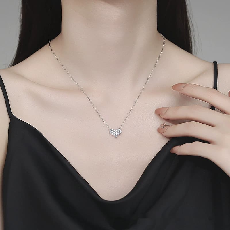 Luna Series · Pavé Heart Pendant Necklace — 925 Sterling Silver — image 2