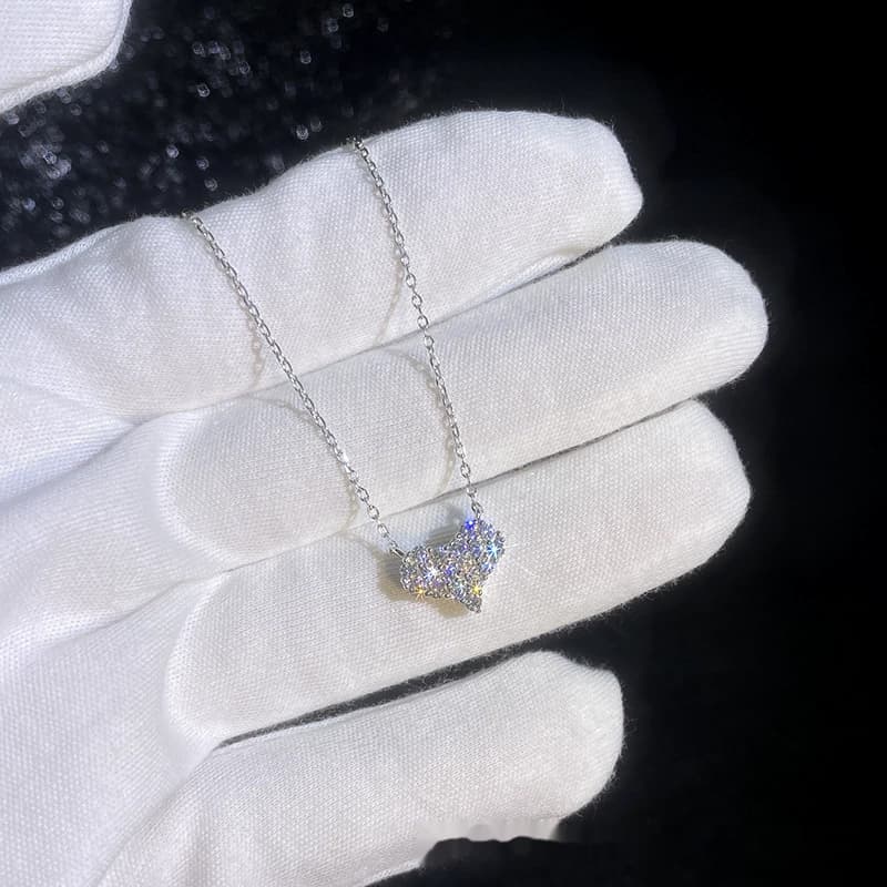 Luna Series · Pavé Heart Pendant Necklace — 925 Sterling Silver — image 3