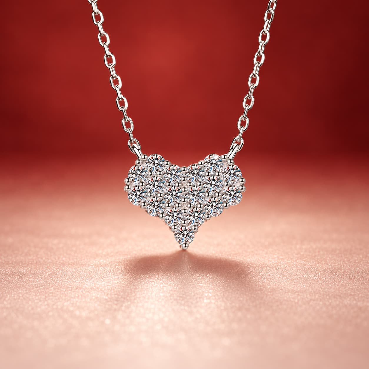 Luna Series · Pavé Heart Pendant Necklace — 925 Sterling Silver — image 1
