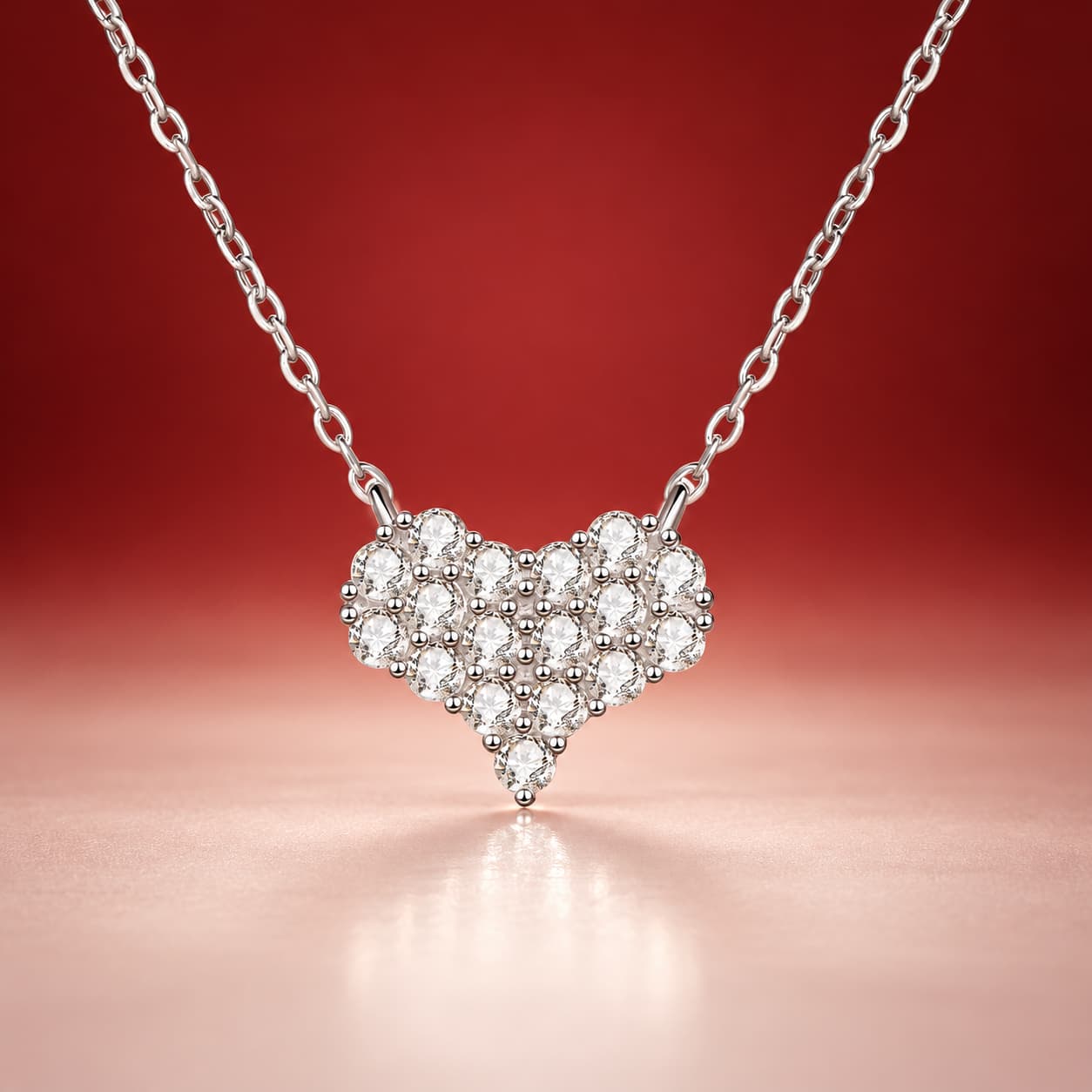 Luna Series · Pavé Heart Pendant Necklace — 925 Sterling Silver — image 4