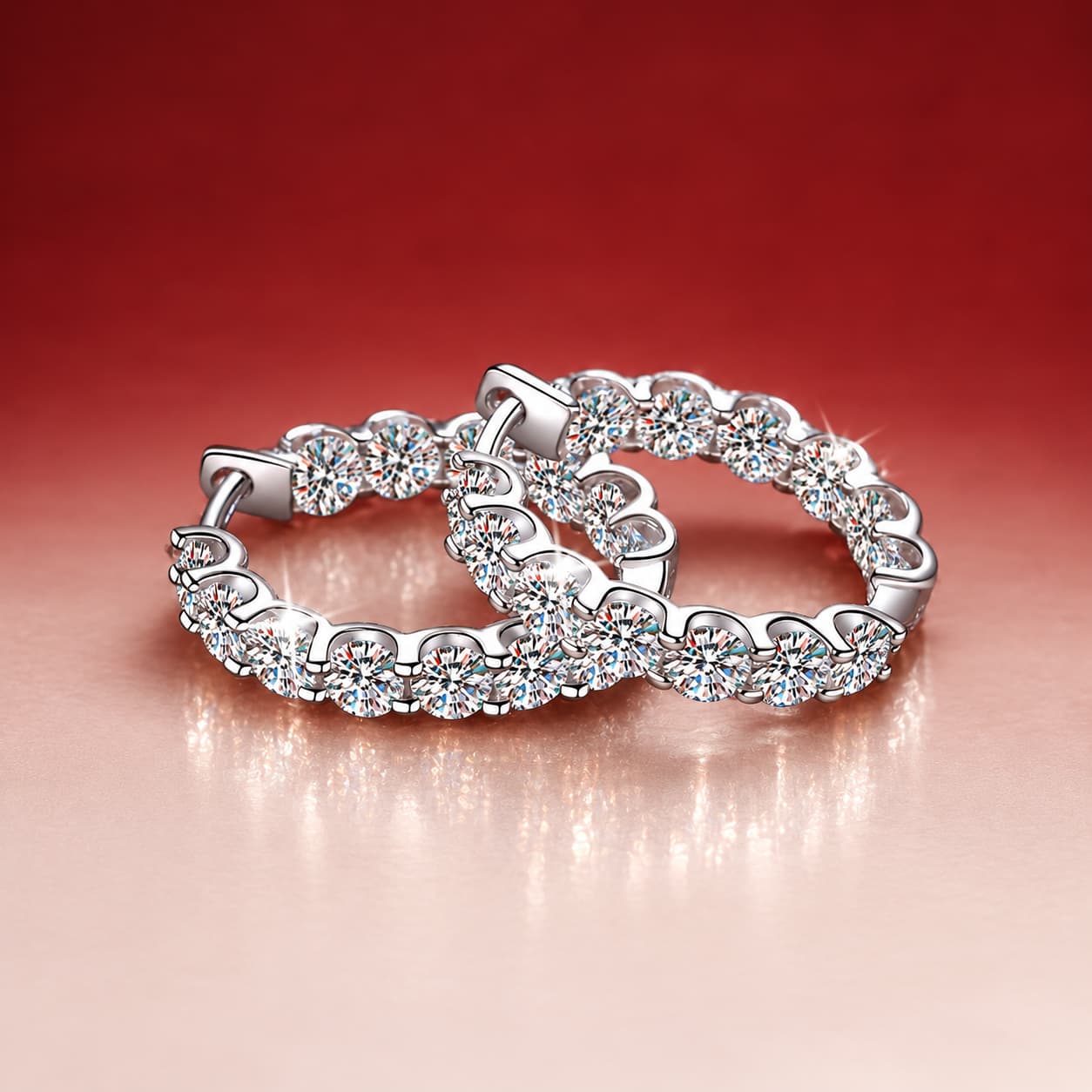 Luna Series · Pavé Hoop Earrings — Sterling Silver — image 2