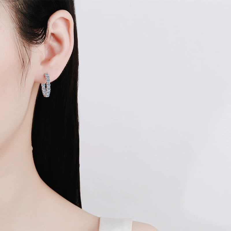 Luna Series · Pavé Hoop Earrings — Sterling Silver — image 3