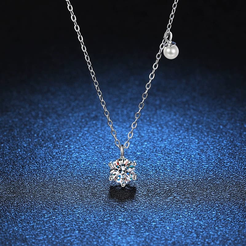 Luna Series · Six-Prong Solitaire Pendant Necklace — 925 Sterling Silver — image 1