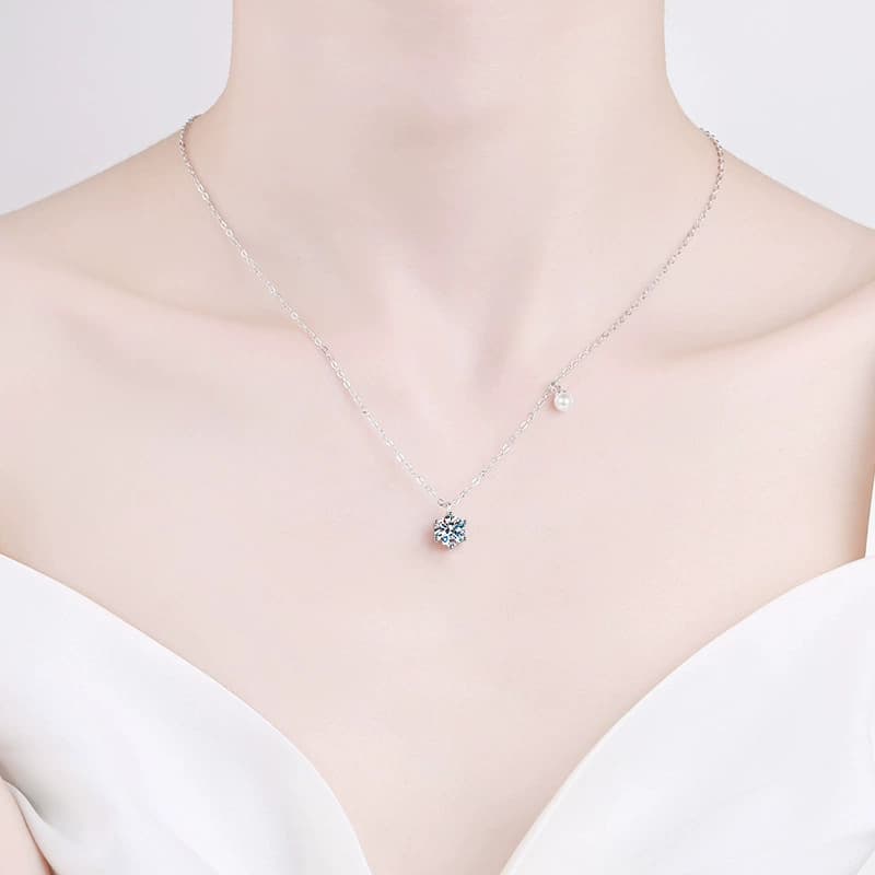 Luna Series · Six-Prong Solitaire Pendant Necklace — 925 Sterling Silver — image 2