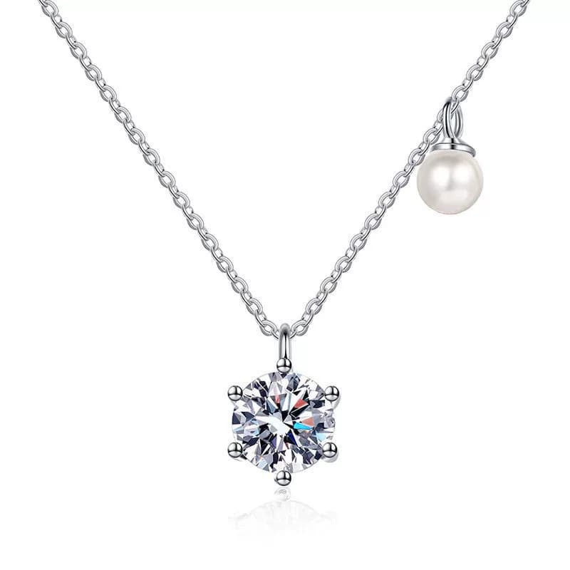 Luna Series · Six-Prong Solitaire Pendant Necklace — 925 Sterling Silver — image 3