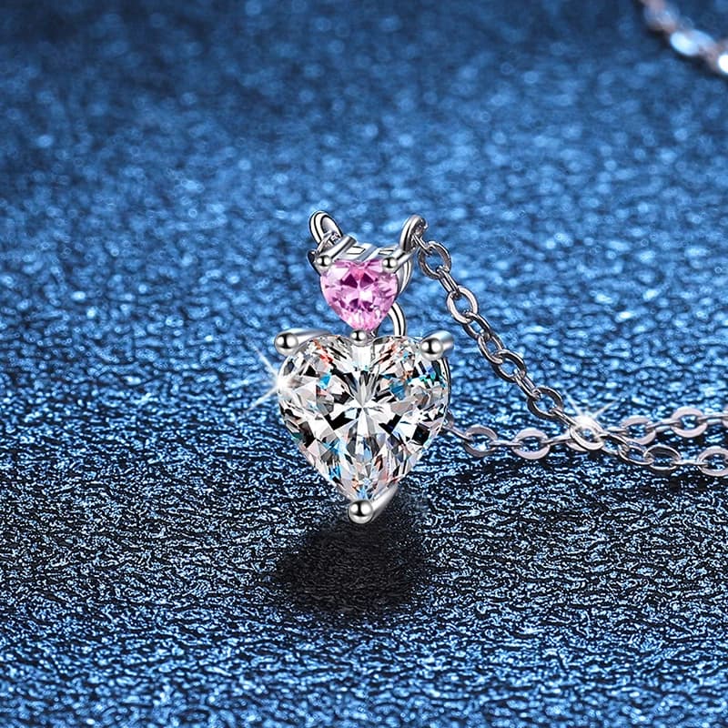 Luna Series · Double-Heart Pendant Necklace — 925 Sterling Silver — image 2