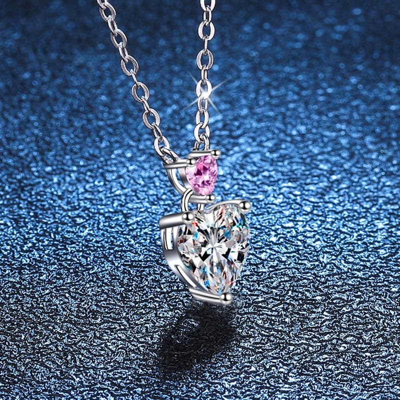 Luna Series · Double-Heart Pendant Necklace — 925 Sterling Silver — image 3