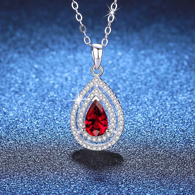 Luna Series · Teardrop Halo Pendant Necklace — 925 Sterling Silver — image 2