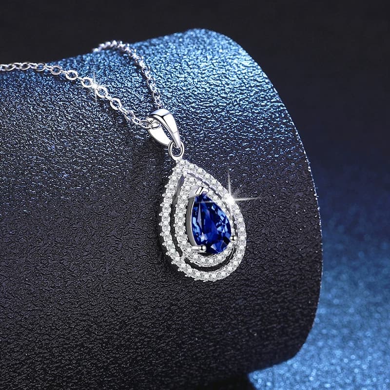 Luna Series · Teardrop Halo Pendant Necklace — 925 Sterling Silver — image 3