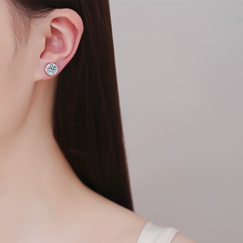 Luna Series · Magnetic-Back Halo Stud Earrings — Sterling Silver — image 3