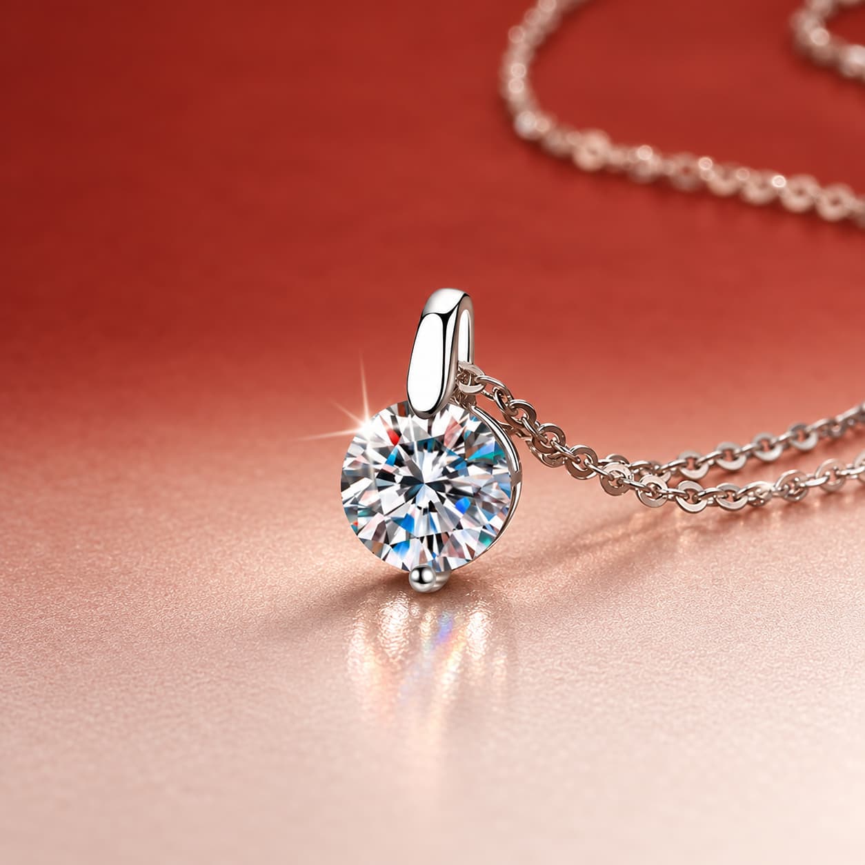 Luna Series · Solitaire Pendant Necklace — Sterling Silver — image 2