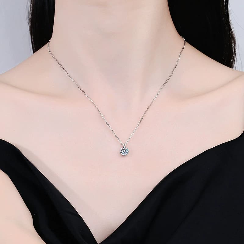 Luna Series · Solitaire Pendant Necklace — Sterling Silver — image 3