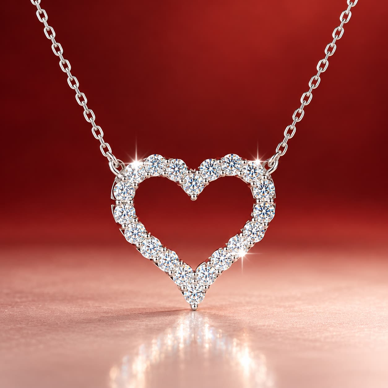 Luna Series · Pavé Heart Pendant Necklace — Sterling Silver — image 2