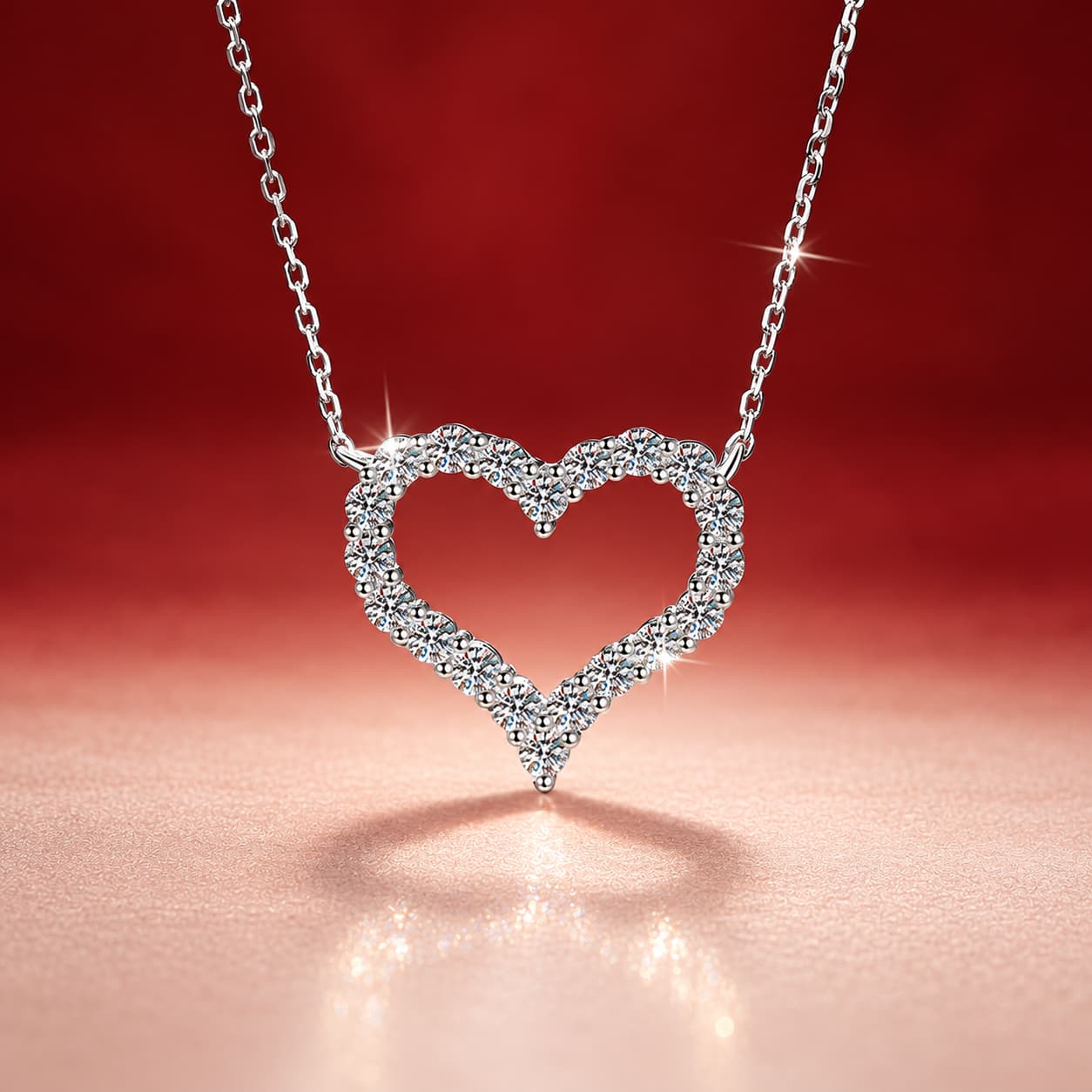 Luna Series · Pavé Heart Pendant Necklace — Sterling Silver — image 1
